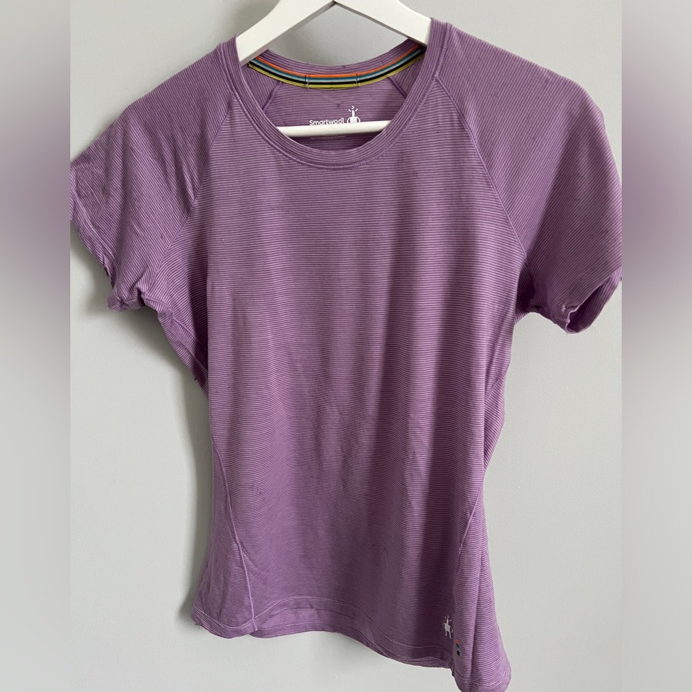 SMARTWOOL ultralight base layer merino tshirt, size small, lilac colour